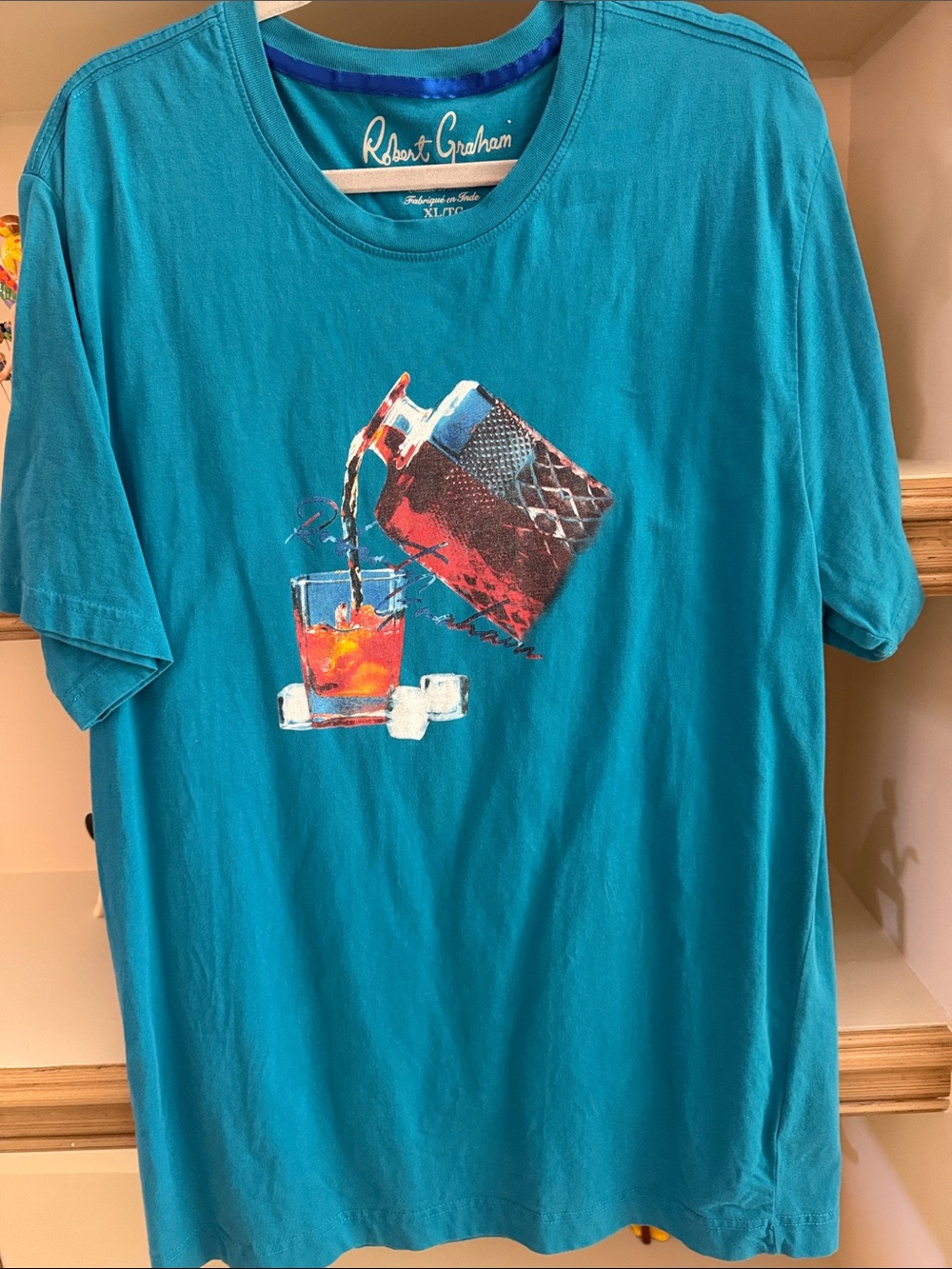 Robert Graham Teal Cocktail Pour Graphic Tee